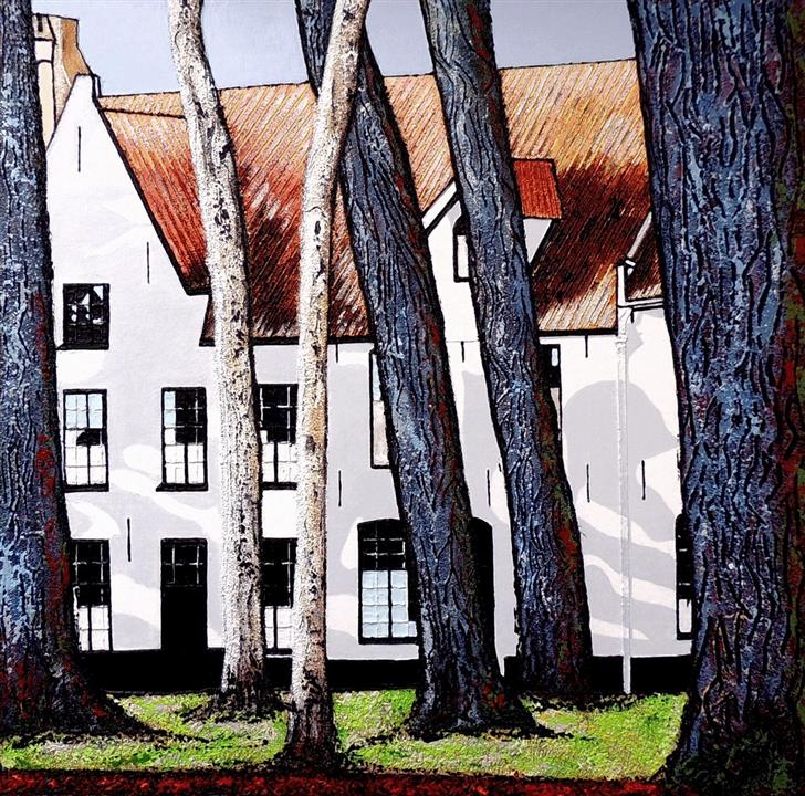 Bruges - les Béguines - Acrylique 70 X 70 - Mars 2022