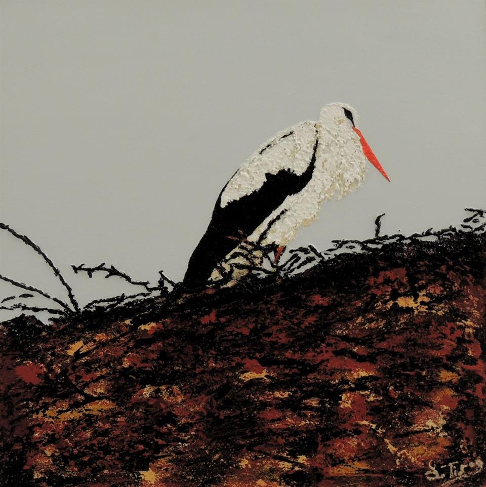 Cigogne - Acrylique 50 X 50 - Septembre 2019