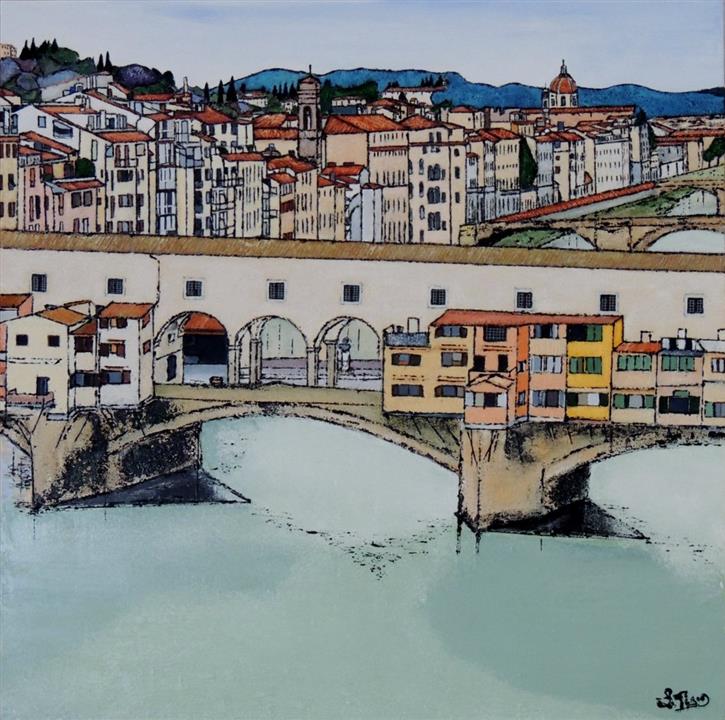 Florence - Ponte Vecchio - Acrylique 90 X 90 - Avril 2015