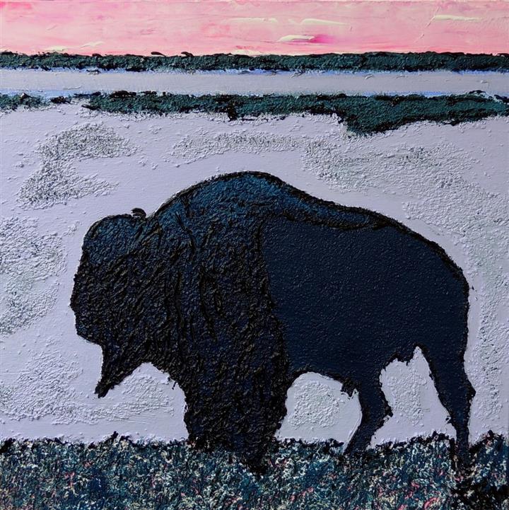 Montana - Bison  Acrylique 40 X 40 - Juin 2022