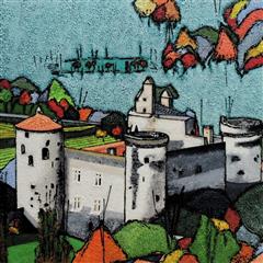 Saint Vidal - Le Château - Acrylique 70 X 70 - Juin 2018