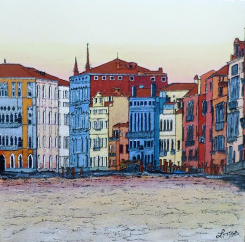 Venise - le grand canal - Acrylique 100 X 100 - Octobre 2011