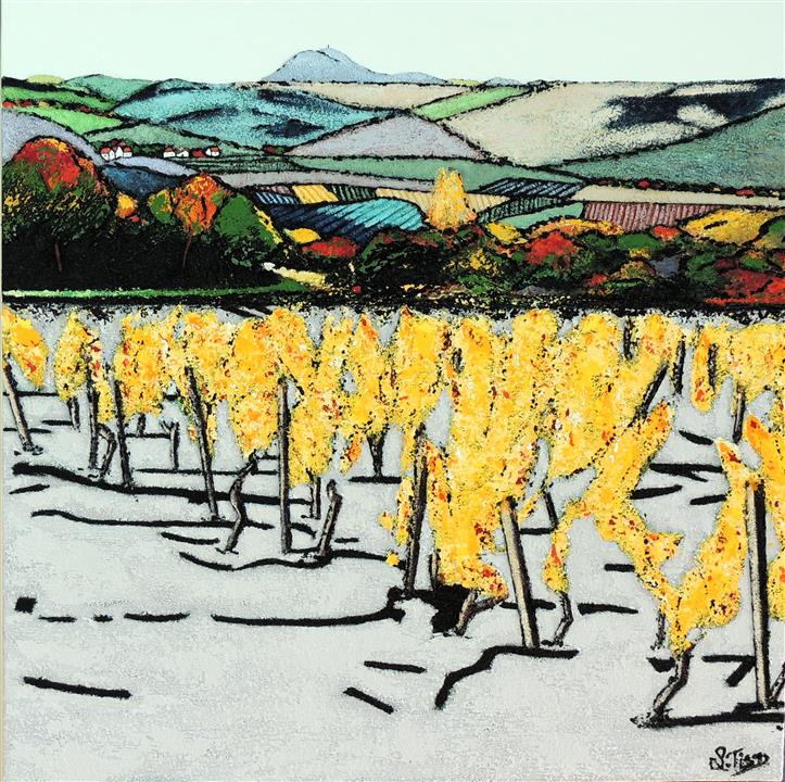 Vignes à Corent - Acrylique 80 X 80 - Avril 2017